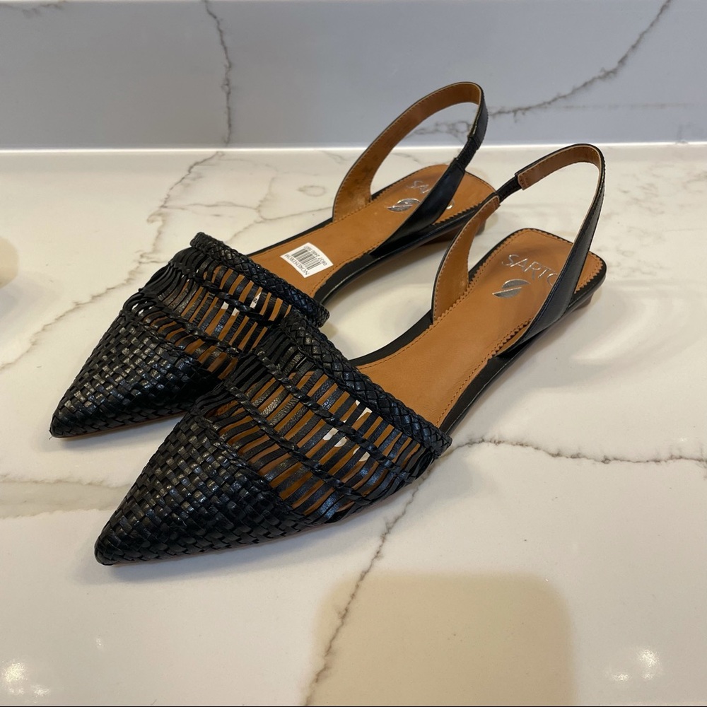 NWT Sarto by Franco Sarto Graydon Woven Leather Slingback Flat